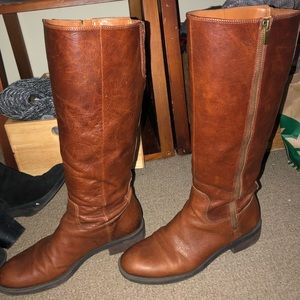 Tan riding leather boots